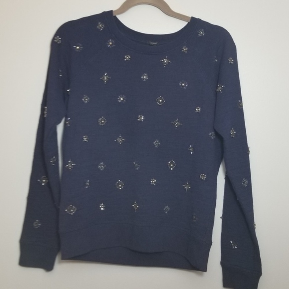 J.Crew Embellished Jeweled Preppy Sweatshirt S - Picture 2 of 8